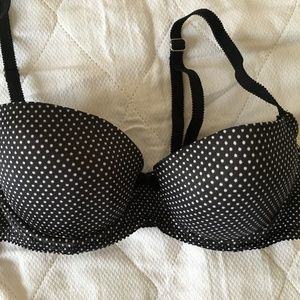 Aerie Juliet Underwire Push-Up Dotted B&W Bra 32B